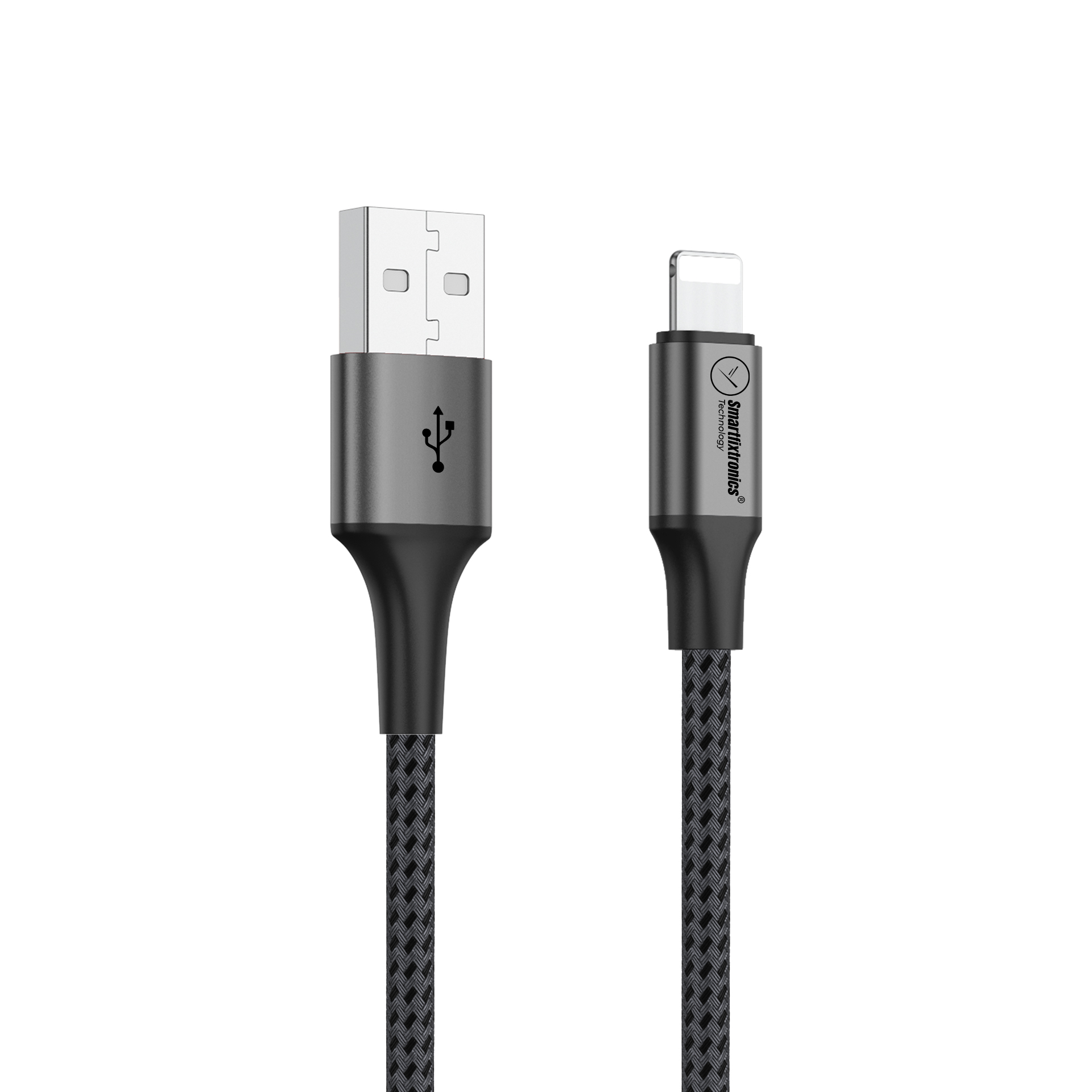 Smartfixtronics USB-A to Lightning braided cable for fast charging and data transfer.